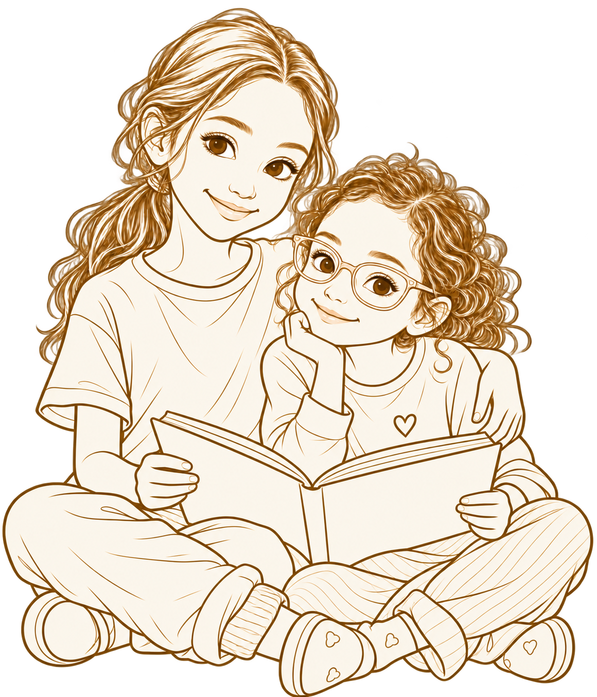 Illustration de Mimi et Zouzou lisant ensemble le Carnet Éclorya