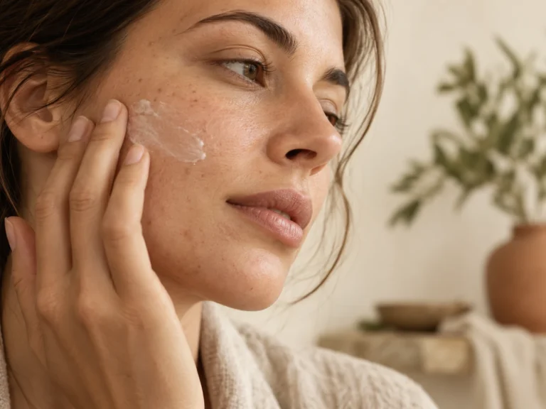 Skin with pores, spots and dry areas