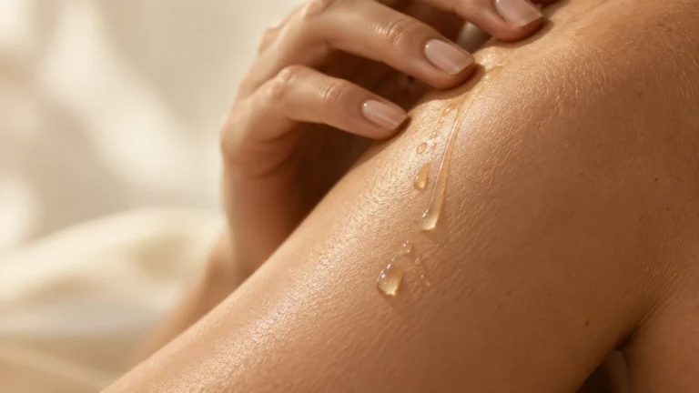 quelques gouttes d’huile végétale sur une peau adulte