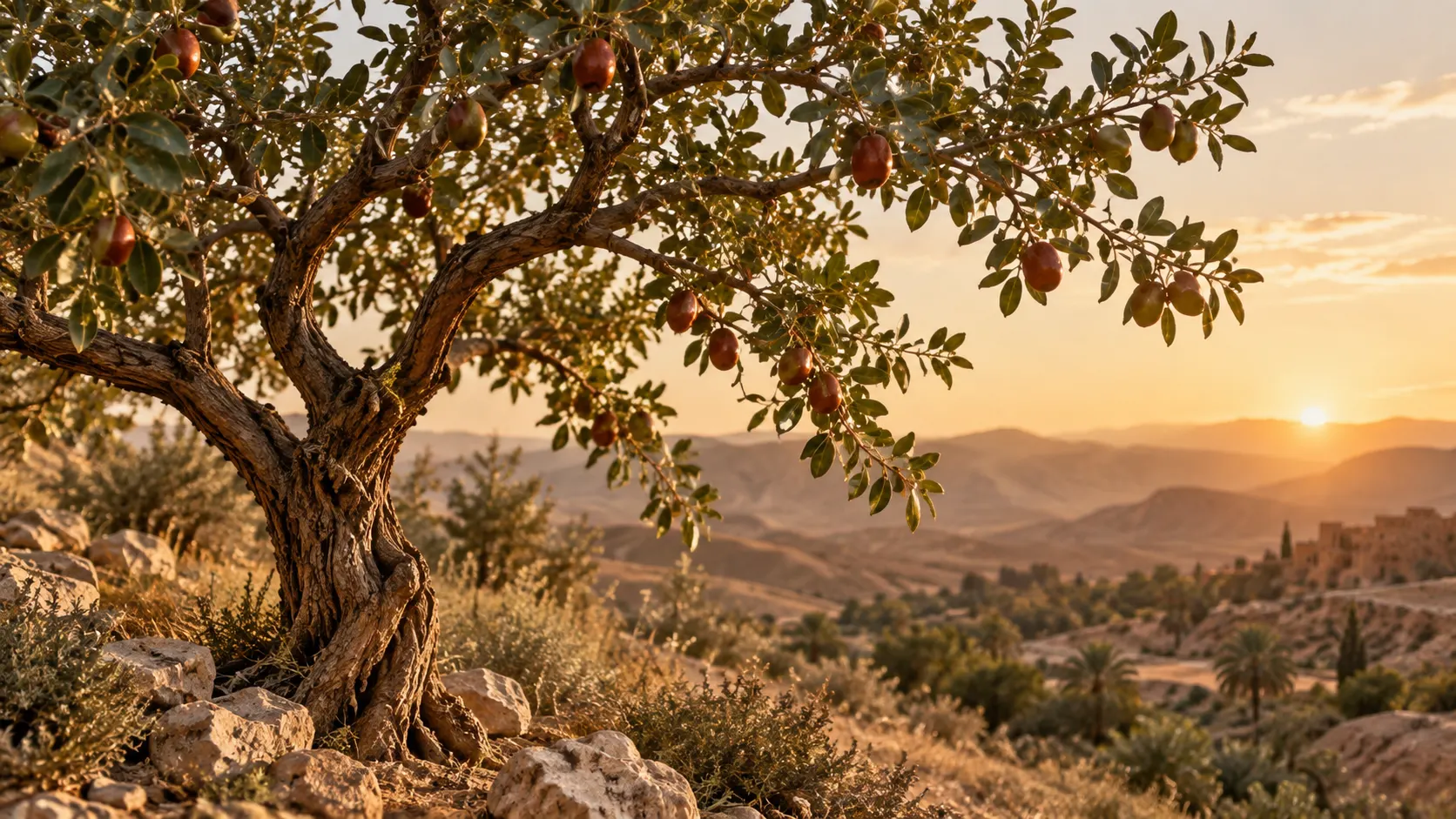 Arbre de jujubier dans un paysage chaud entre Méditerranée et Moyen-Orient