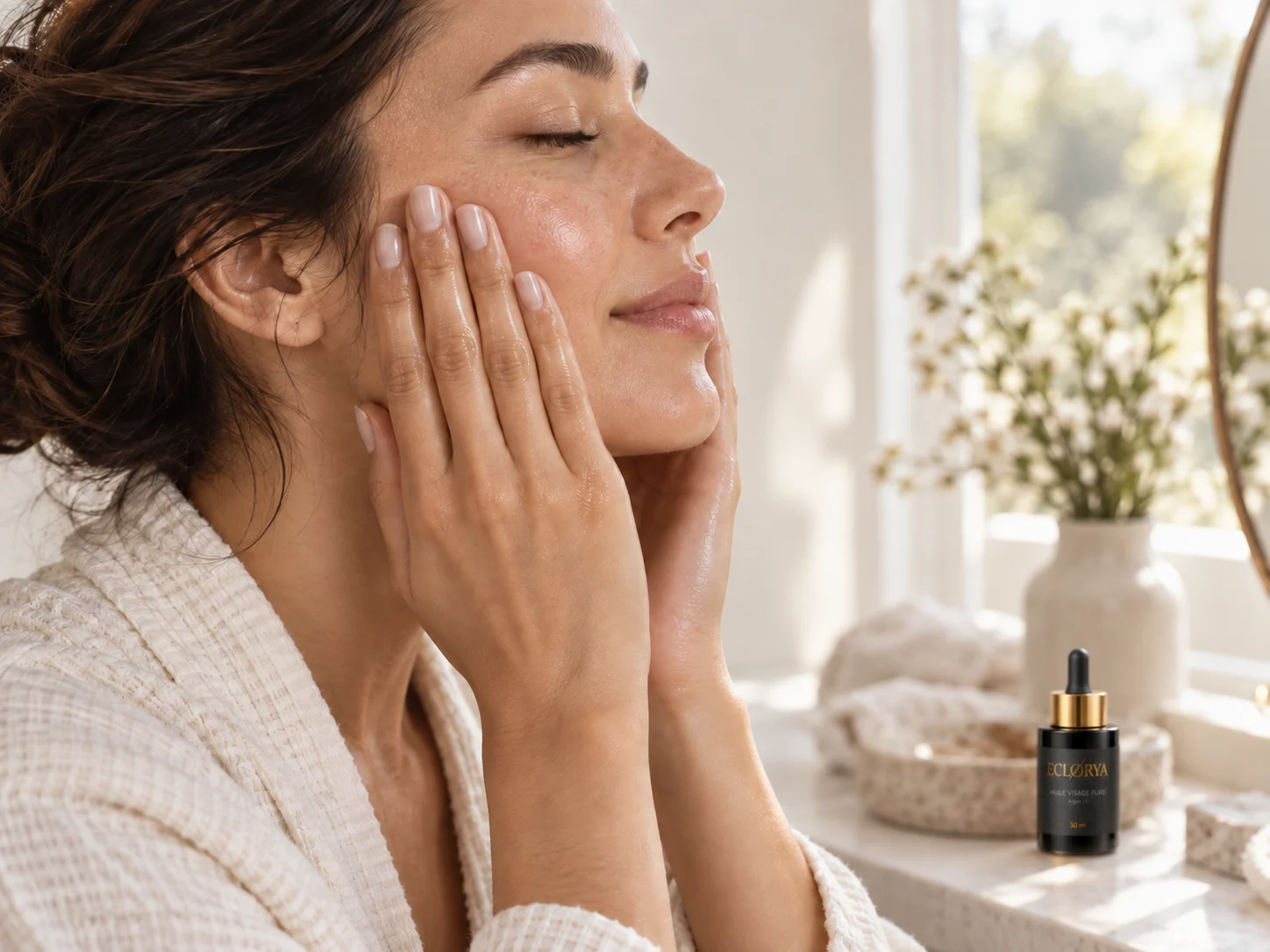 Rituel du soir simple pour peau mature avec huile Éclorya